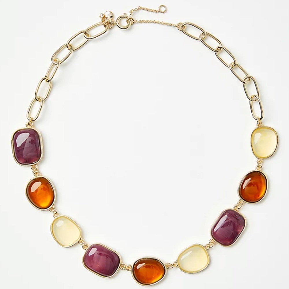 NWT Loft Mixed Stone Statement Necklace Perfect Plum